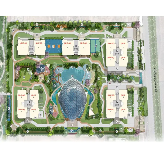 Type A Floor Plan - 3 BHK + 4 Toilet - 2697 sq.ft.